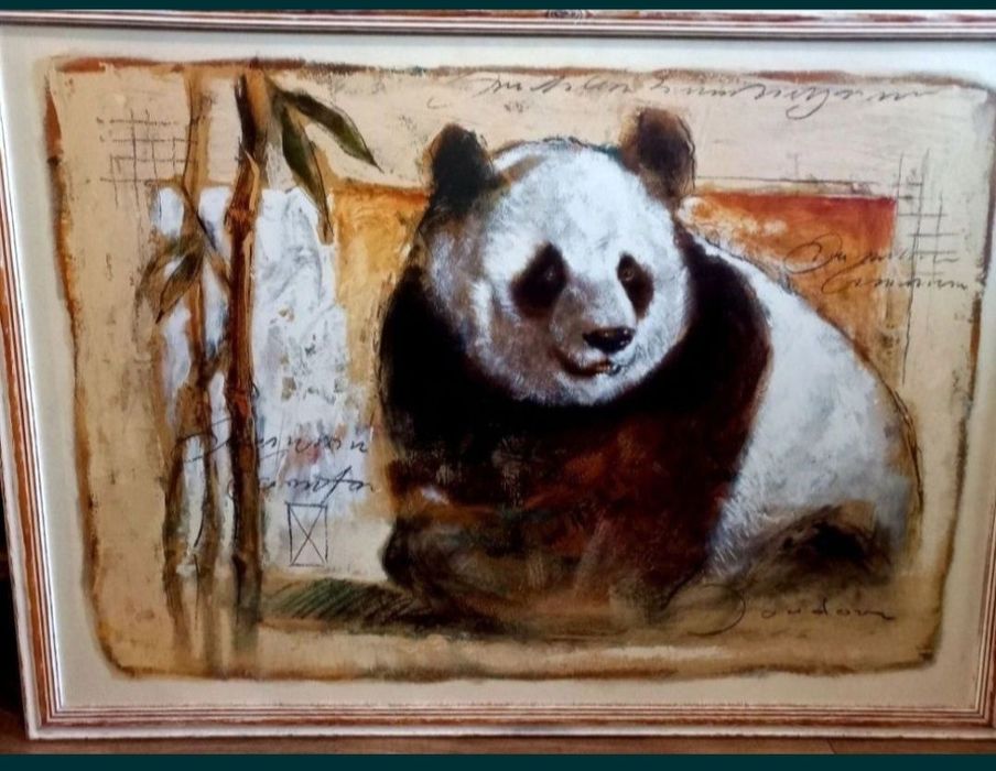 Dwa obrazy malowane na płycie.