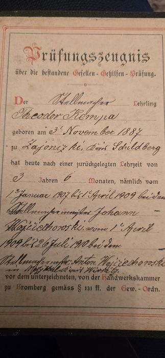 Bydgoszcz(Bromberg ) 1910 rok dokument
