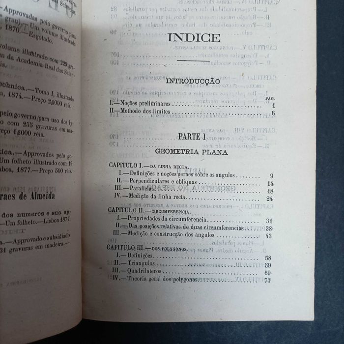 Elementos de Geometria, Adriano Augusto Pina Vidal e Carlos Augusto Moraes. Ano 1877
