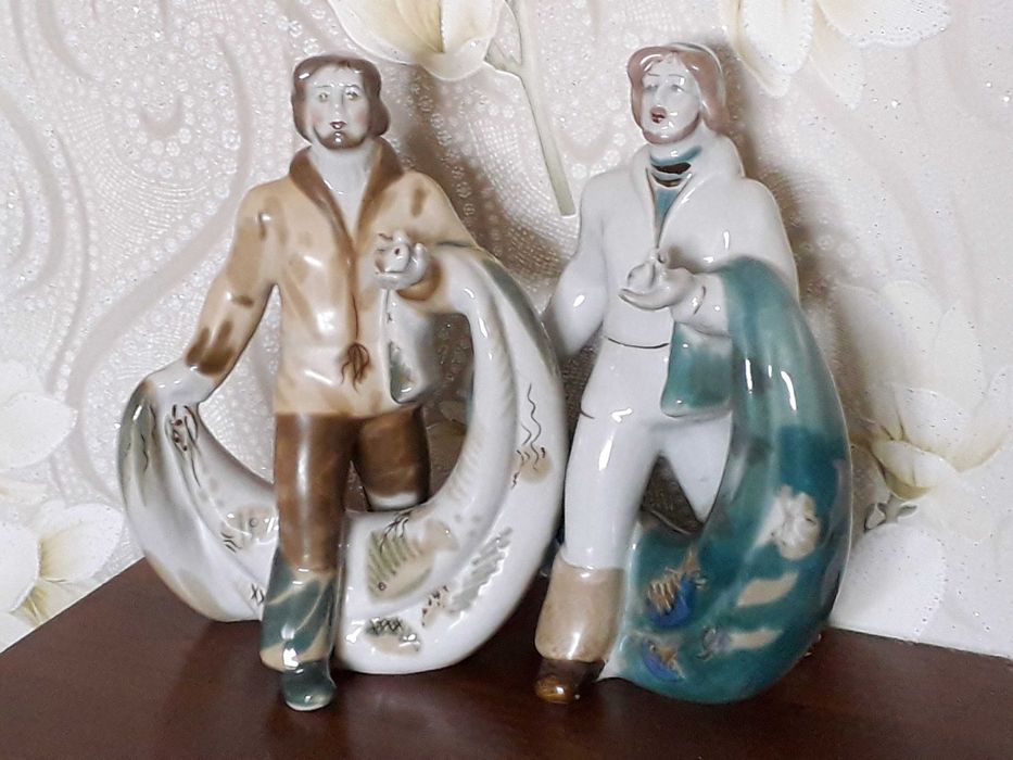 Статуетка «Рибак з неводом» та дівчина "Бандуристка" СРСР Полоне.