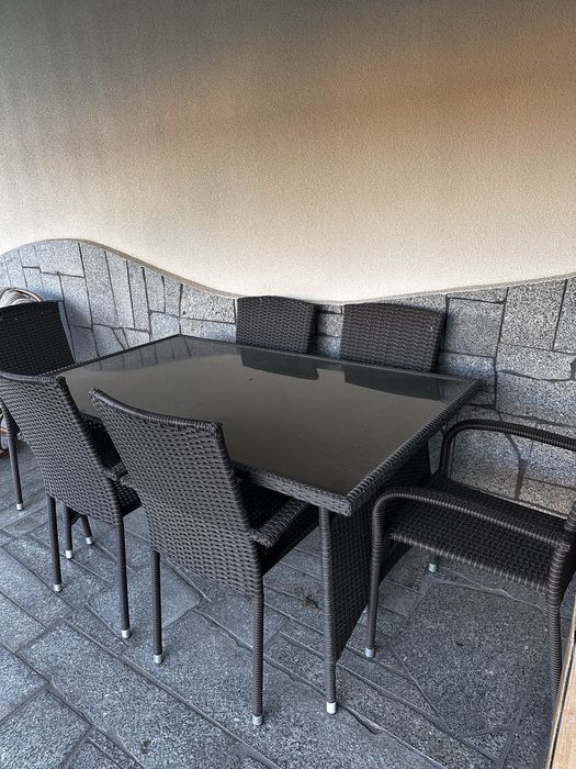 Zestaw ogrodowy z technorattanu stól + 6 krzeseł