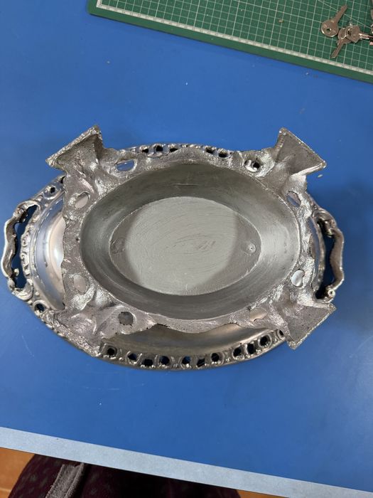 Taça de fruta vintage em estanho – anos 50