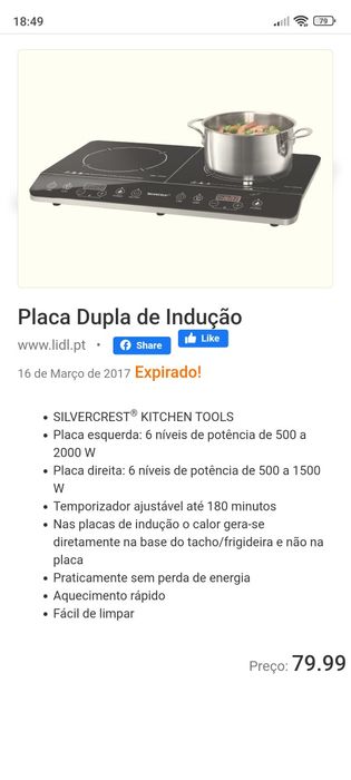 Placa dupla de indução portátil para arranjo - SilverCrest