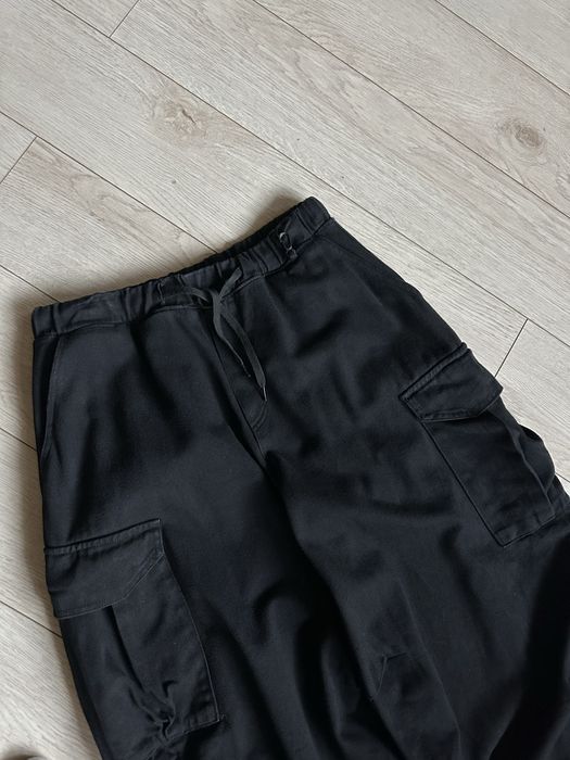 Широкі чорні чоловічі оверсайз карго штани з карманами cargo baggy Л L