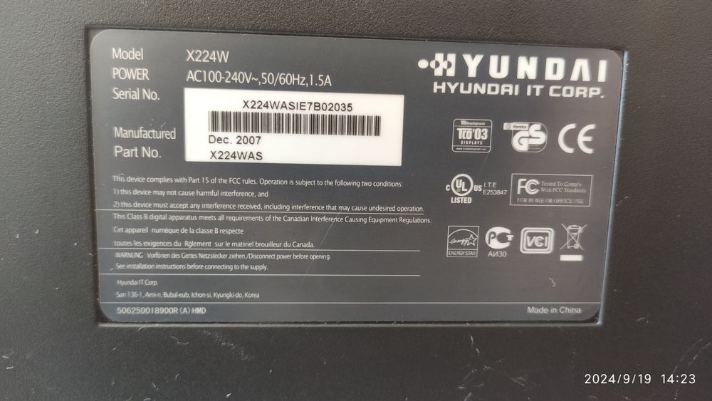 Monitor Hyundai 19cali