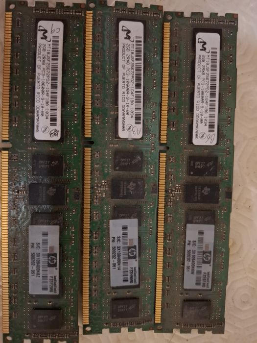 3x 2GB HP MT18JSF25672PDZ-1G4G1HE DDR3-1333Mhz PC3-10600R