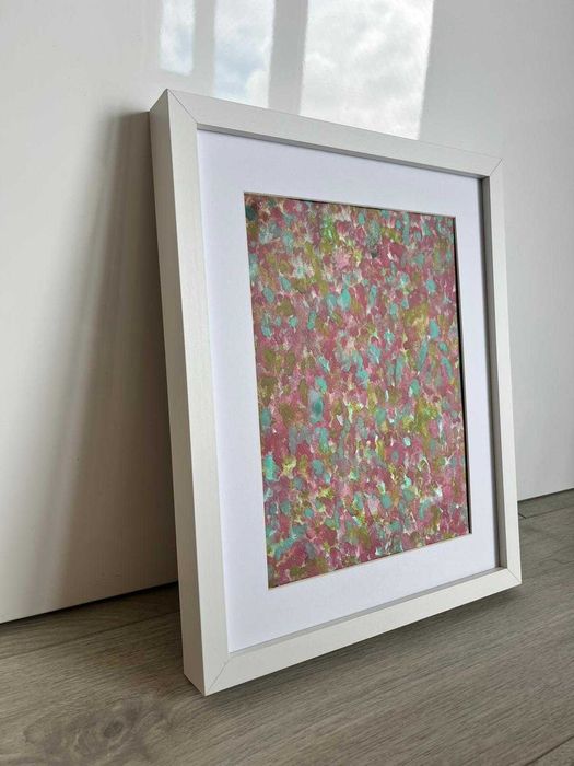 Quadro - Pintura abstrata em aguarela com moldura