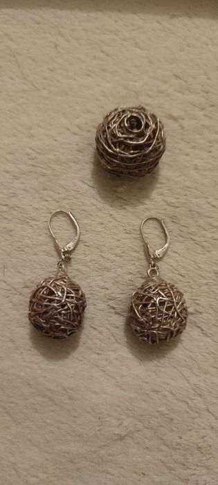 Brincos e pingente em prata 925kl