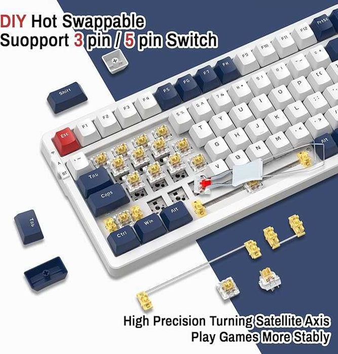 ATTACK SHARK K98 Klawiatura Mechaniczna RGB Bezprzewodowa BT5.0 2.4G