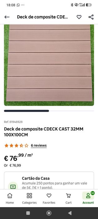 30 peças de Deck Composite CDECK CAST 32mm 100X100cm