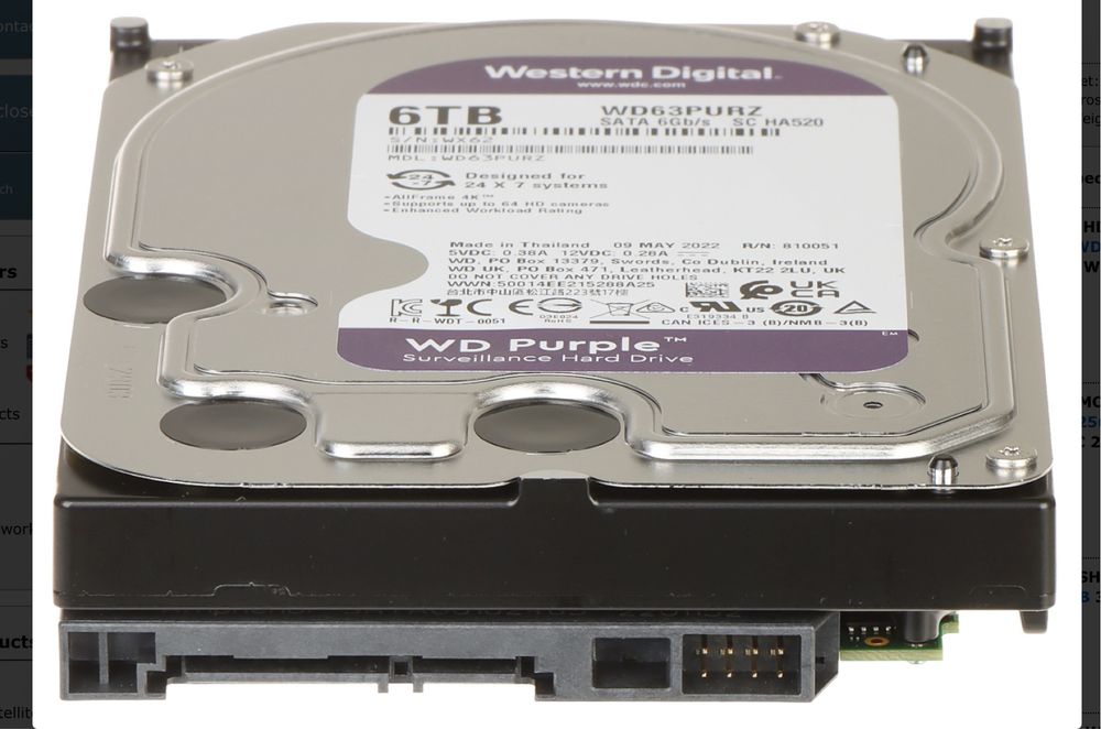 Western Digital 6TB SATA 64MB Purple - WD63PURZ64550297745281121
