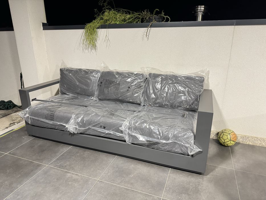 Sofá de jardim exterior 3 lugares