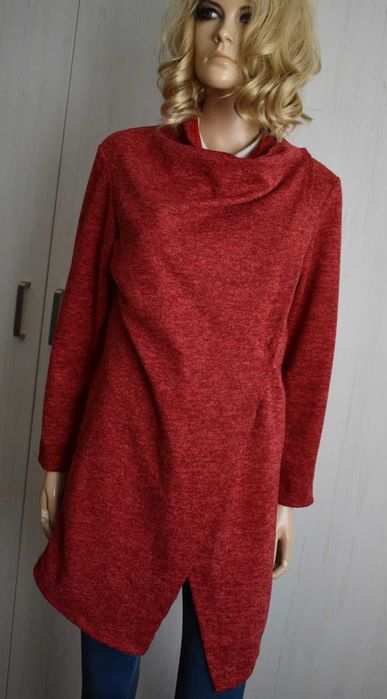 Sweter S M 36 kardigan asymetryczny długi płaszcz sweterek melanż