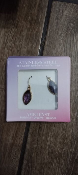 Kolczyki pozłacane z ametystem