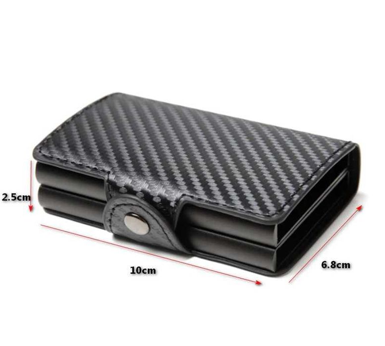 Porta cartões estilo SECRID automático duplo preto carbono