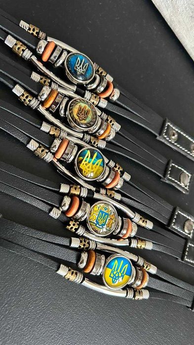Браслет ремошек на руку с украинской символикой  Тризуб Украины