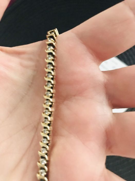 Piekna złota 585 bransoleta z 49 diamentami