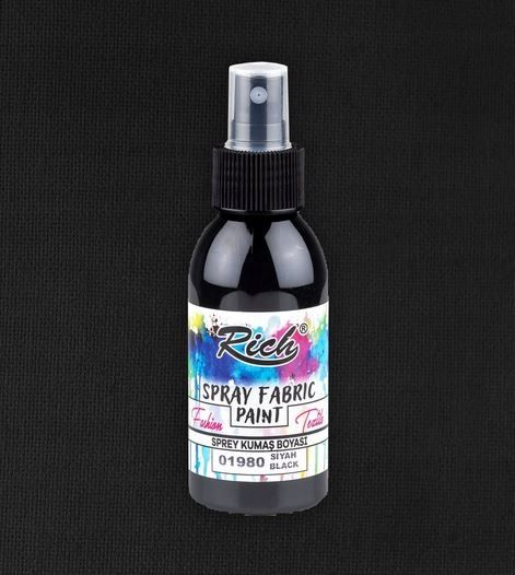 FARBA do tkanin SPRAY CZARNA Rich ubrań koszulek tekstyliów BLACK farb