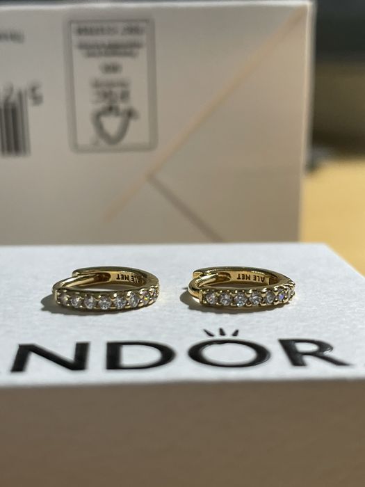Оригінальні сережки Pandora хупи з паве