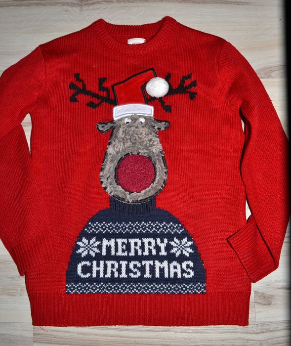 394* george Świąteczny sweter renifer 7/8 lat_ 122/128 cm
