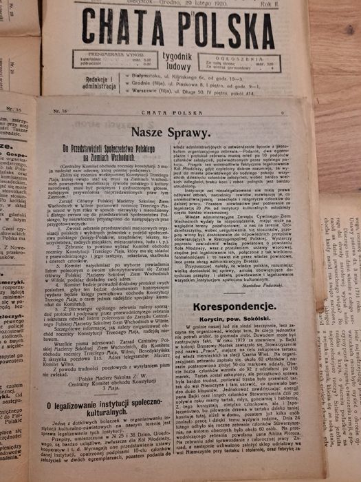 Chata Polska 1920 r.  Nr 9, 16, 18, 24‑26, 28‑31, + dod ilustr. Nr.15