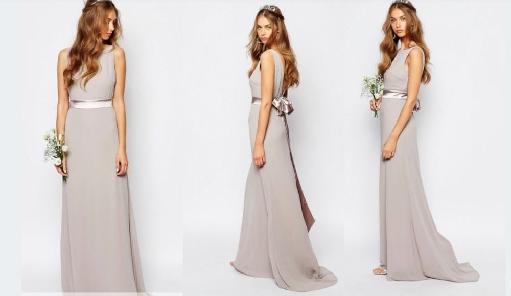 Asos Sukienka druhna studniówka maxi 36 dekolt z tyłu