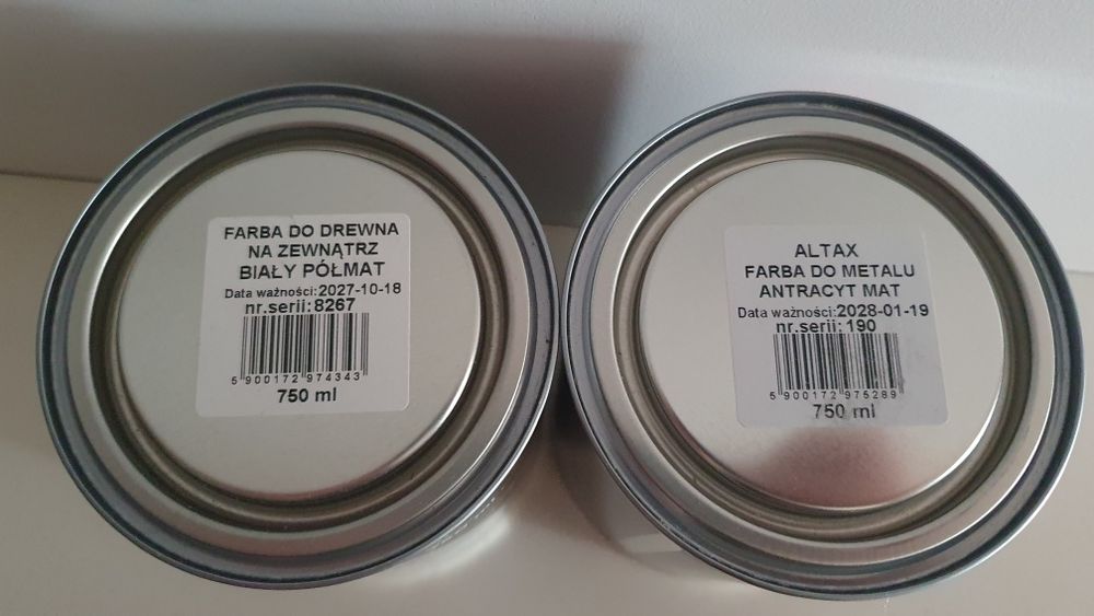Biała farba do drewna, antracytowa do metalu