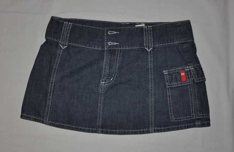 Cropp spódniczka mini prosta ciemny jeans kieszonki roz. M