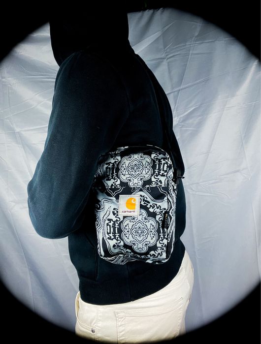 «Carhartt» Nowa Męska Stylowa Czarna Biała Saszetka na Ramię na co dzień Torba Mała