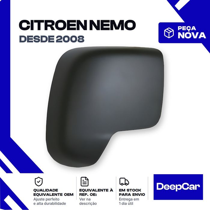 Capa do espelho retrovisor Citroen Nemo Direita (2008 em diante) Peça Nova