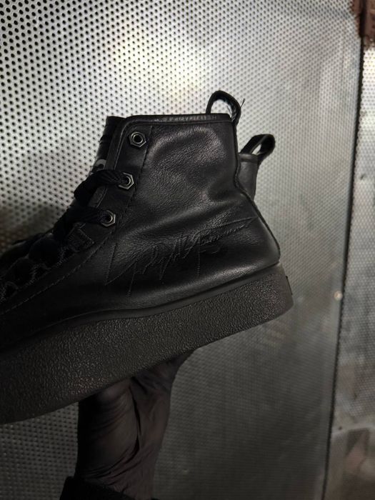 Y-3 Yohji Yamamoto Leather High-Top Stealth Sneakers