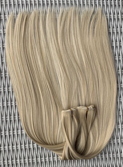 Premium Ultra włosy doczepiane, jasny blond, pasemka, refleksy 38.