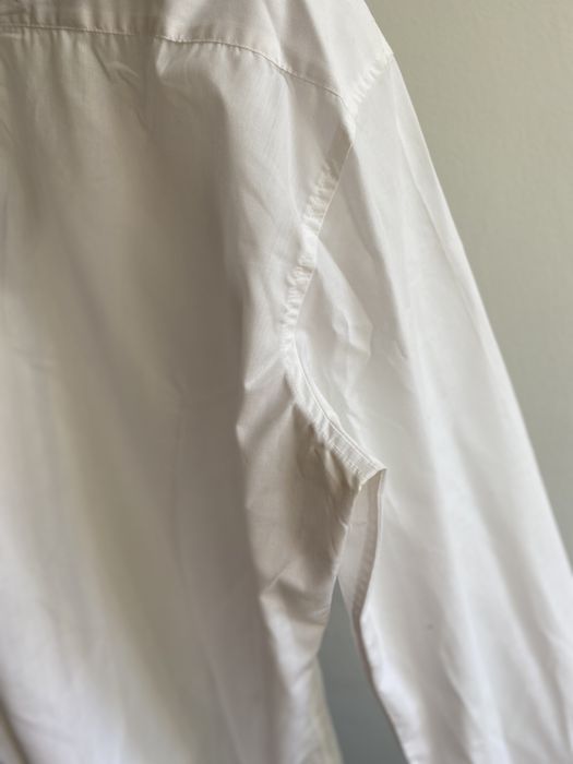 Koszula męska biała na guziki XL elegancka garniturowa niebieskie FSBN