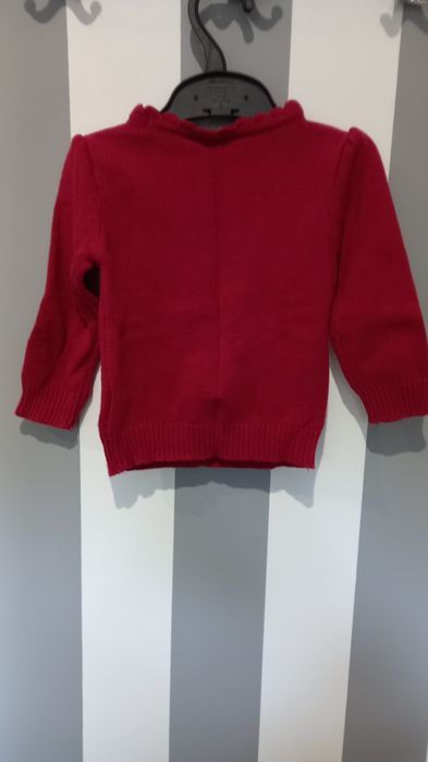 Śliczny sweterk czerwony z misiem, rozmiar 80