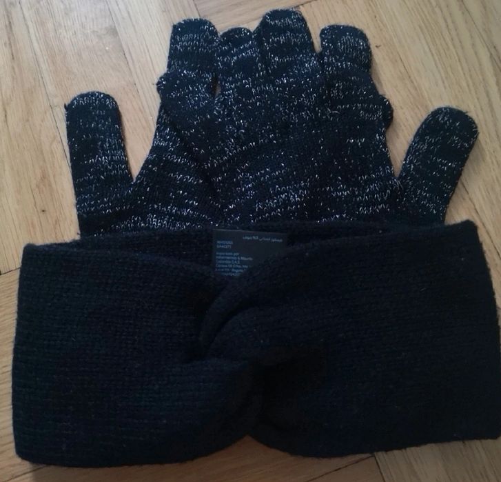 Opaska czarna H&M rękawiczki one size czarne