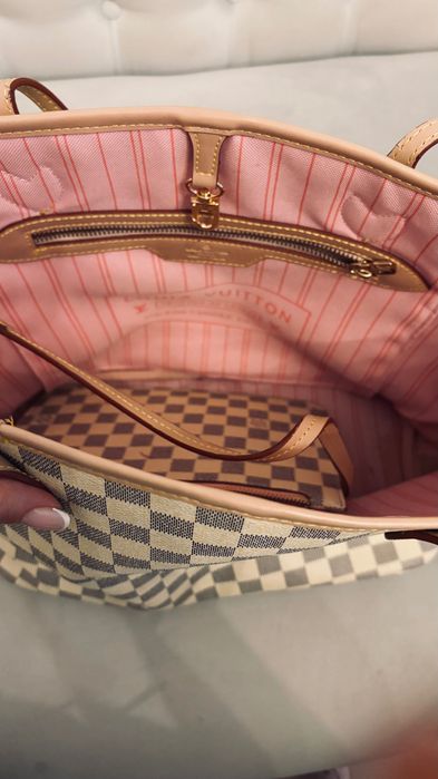 Torebka Louis Vuitton neverfull biała shopper bag