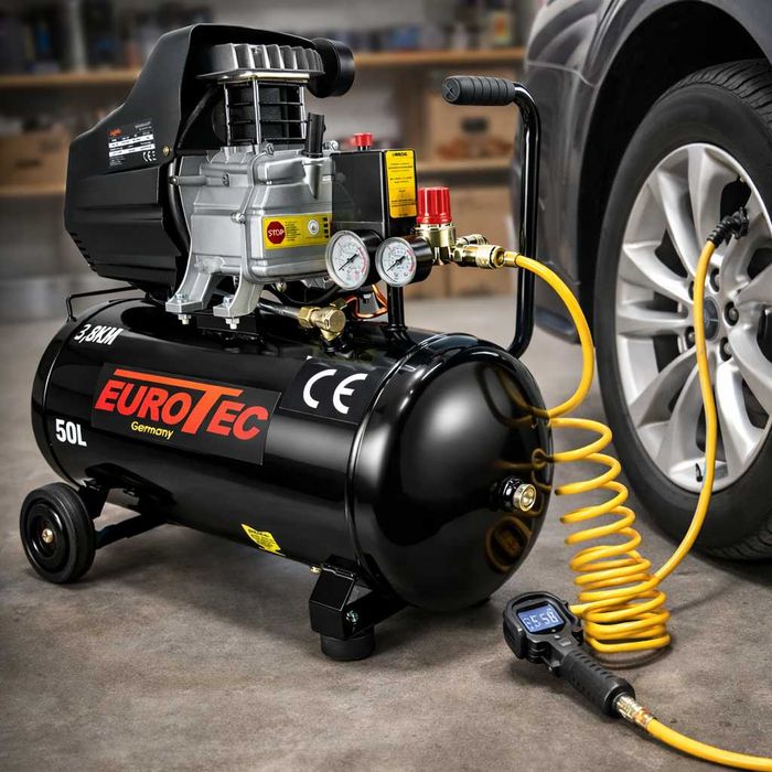 Kompresor olejowy 50L sprężarka z zestawem kit Eurotec