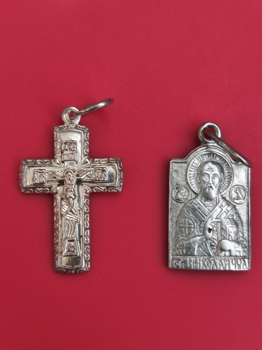 Срібло, 925 проба срібні вироби, підвіска, хрестик, св Миколай, набір