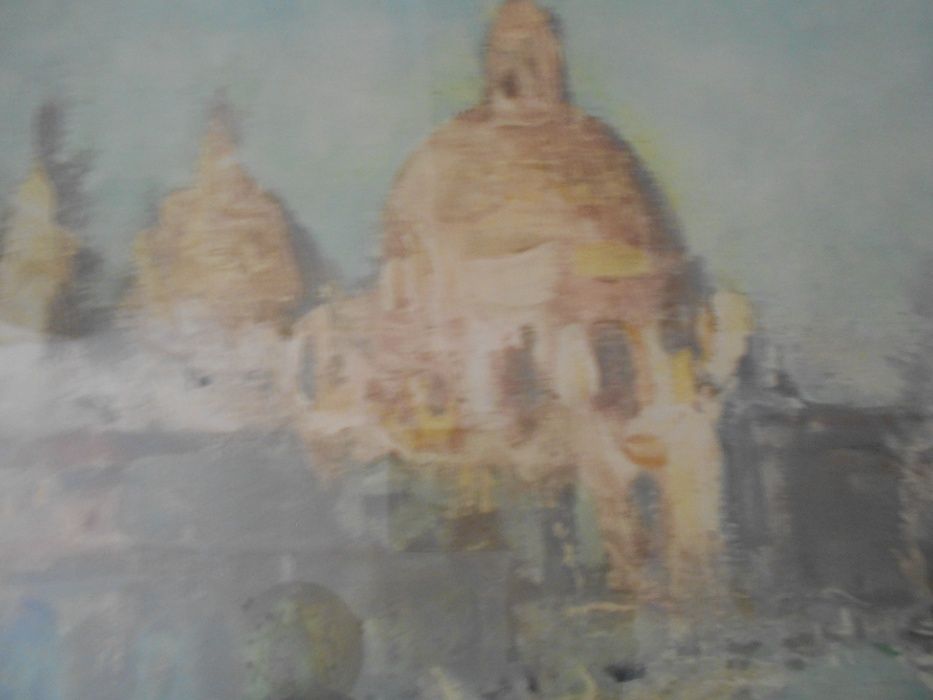 Bonito quadro com vidro de paisagem veneziana - Reprod. (76 x 59 cm).