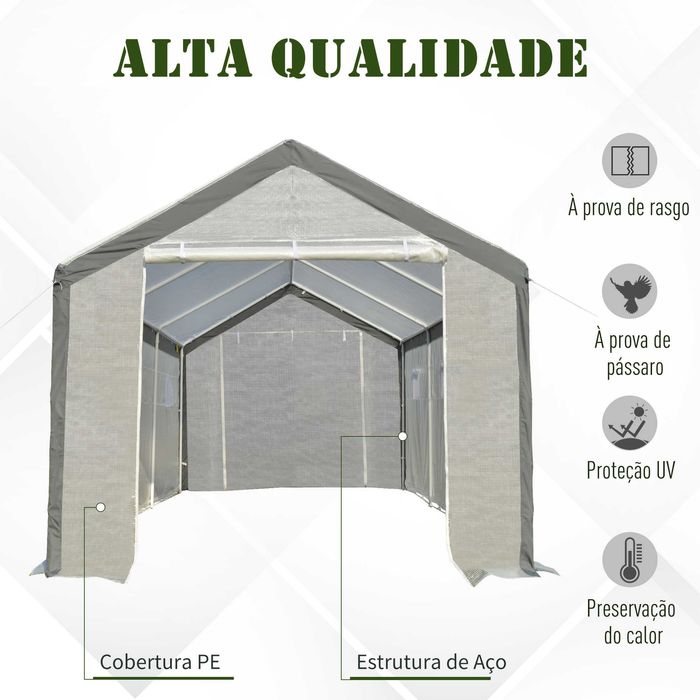 Estufa Alta de 6x3x2,8m com 2 Portas e 6 Janelas – Super Espaçosa!