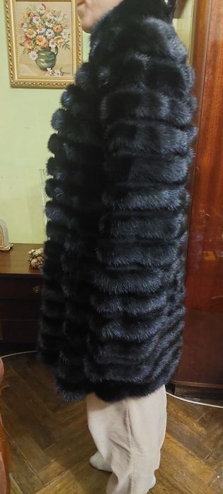 Розкішна норкова куртка. Натуральне хутро. XXXL. Чорна, поперечка.