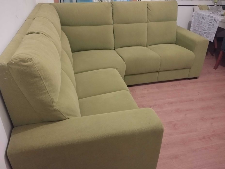 Sofá em L Desmontável em 3 Verde Pouco Usado - Como Novo