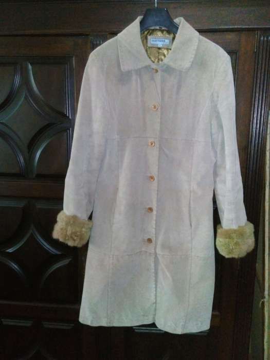 Casaco comprido pele camurça