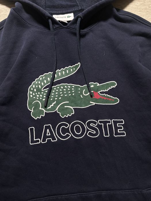 Худі Lacoste синє велике лого