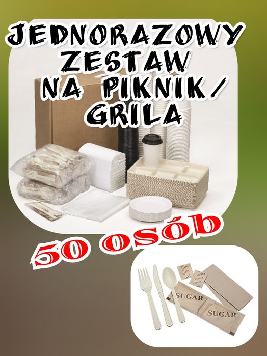 Zestaw na piknik/ grila jednorazowy dla 50 osób firmy Skilcraft