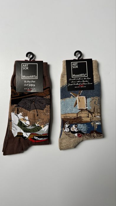 Nowe 2 pary skarpet unisex Musearta skarpetki z dzielem sztuki