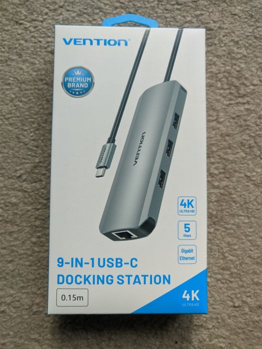 USB Хаб Vention 9в1 Type-C to NDMI /3USB 3.0/RJ45/SD/TF/3.5mm.