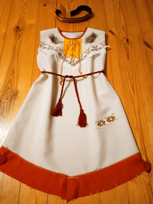 Nowy Strój Indianki 134 Indianka Pocahontas Indiańska Tunika i Opaska