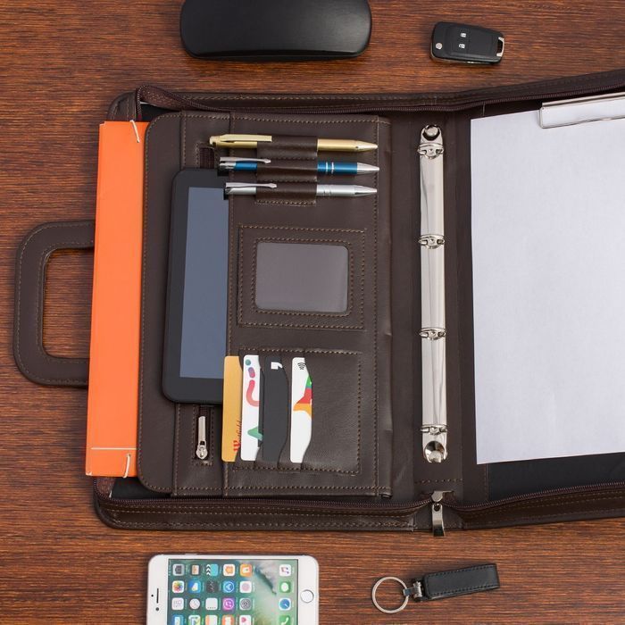 Biwuar neseser aktówka teczka organizer handlowca stylowa brązowa I67