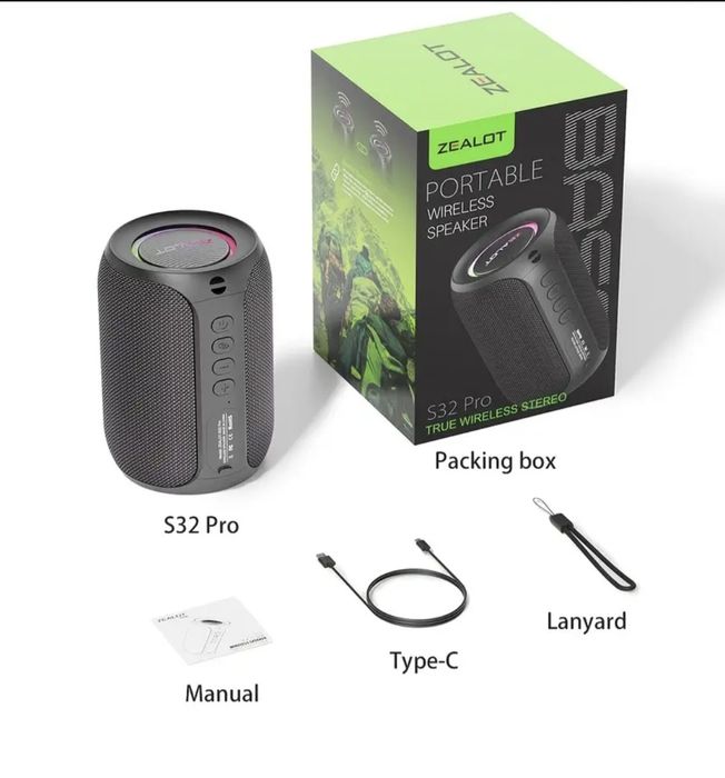 Портативная Bluetooth колонка Zealot S32 Pro 15W Black Новая